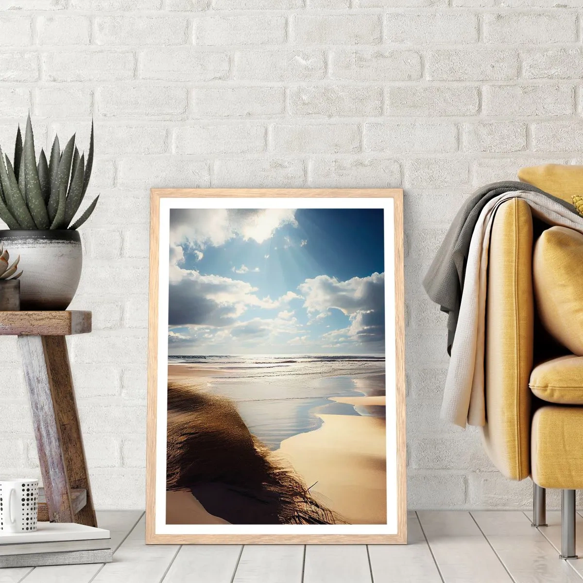 Poster in einem Rahmen aus heller Eiche - Strand, wilder Strand - 50x70 cm