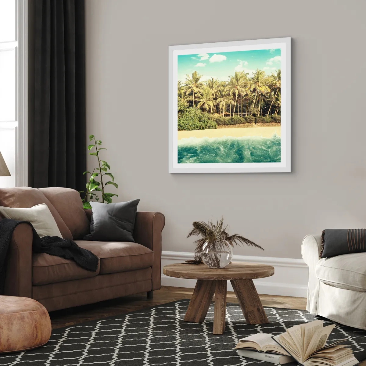 Poster in einem weißen Rahmen - Wie wäre es hier? - 60x60 cm