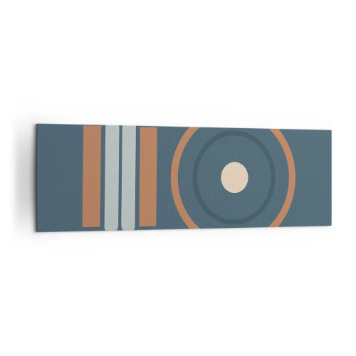 Bild auf Leinwand - Leinwandbild - Eine geometrische Komposition mit Kreisen und Rechtecken in gedämpften Farben. - 160x50cm - Das Wesen der Dinge - Moderne Wanddekoration für Wohnzimmer und Schlafzimmer ARTTOR