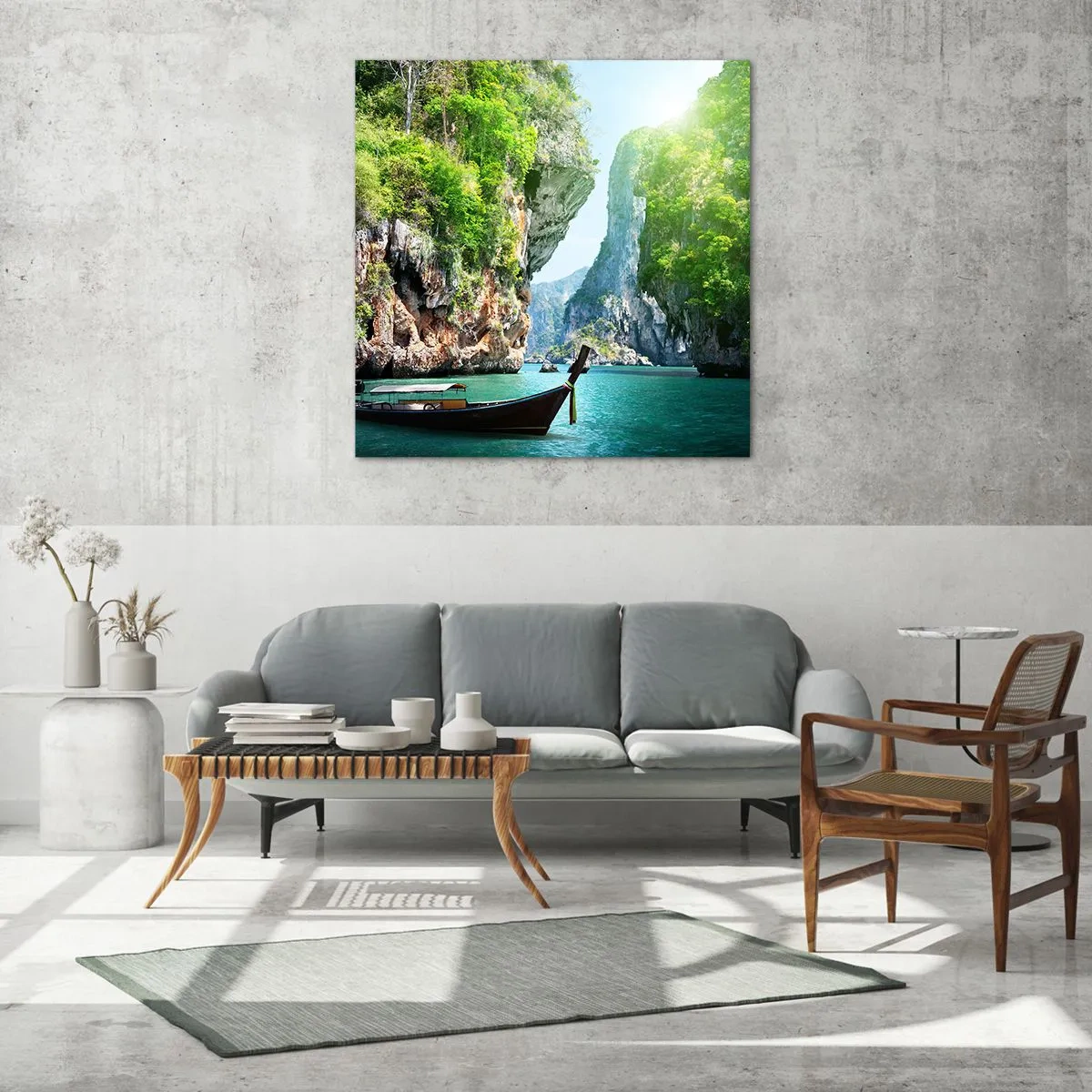 Glasbild - Bild auf glas - Eine Einladung zu einer exotischen Reise - 70x70 cm