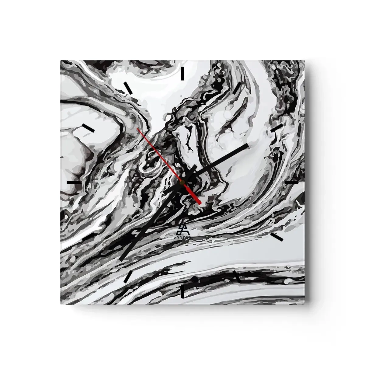 Wanduhr - Glasuhr - Am Anfang war Chaos - 40x40 cm