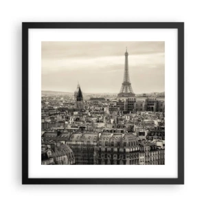 Poster in einem schwarzem Rahmen - Über den Dächern von Paris - 40x40 cm