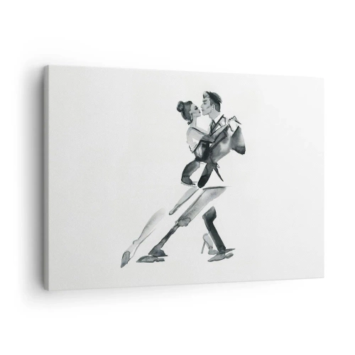 Bild auf Leinwand - Leinwandbild - Eine subtile Illustration eines tanzenden Paares im monochromen Stil. - 70x50cm - In einem Schlag - Moderne Wanddekoration für Wohnzimmer und Schlafzimmer ARTTOR