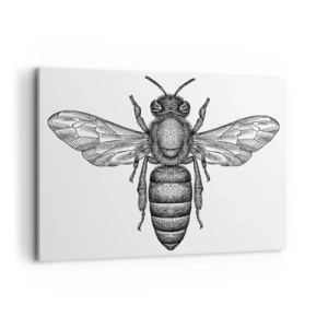 Bild auf Leinwand - Leinwandbild - Ein Cartoon-Bienenmotiv auf weißem Hintergrund im minimalistischen Stil. - 120x80cm - Insektenporträt - Moderne Wanddekoration für Wohnzimmer und Schlafzimmer ARTTOR