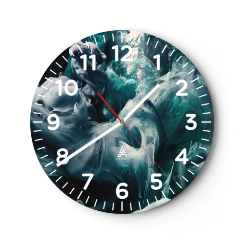 Wanduhr - Glasuhr - Farbbewegung - 40x40 cm