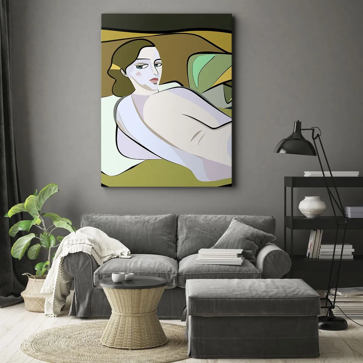 Bild auf Leinwand - Leinwandbild - Abstrakte Figur im modernen Stil - 80x120cm - Intimes Porträt - Moderne Wanddekoration für Wohnzimmer und Schlafzimmer ARTTOR