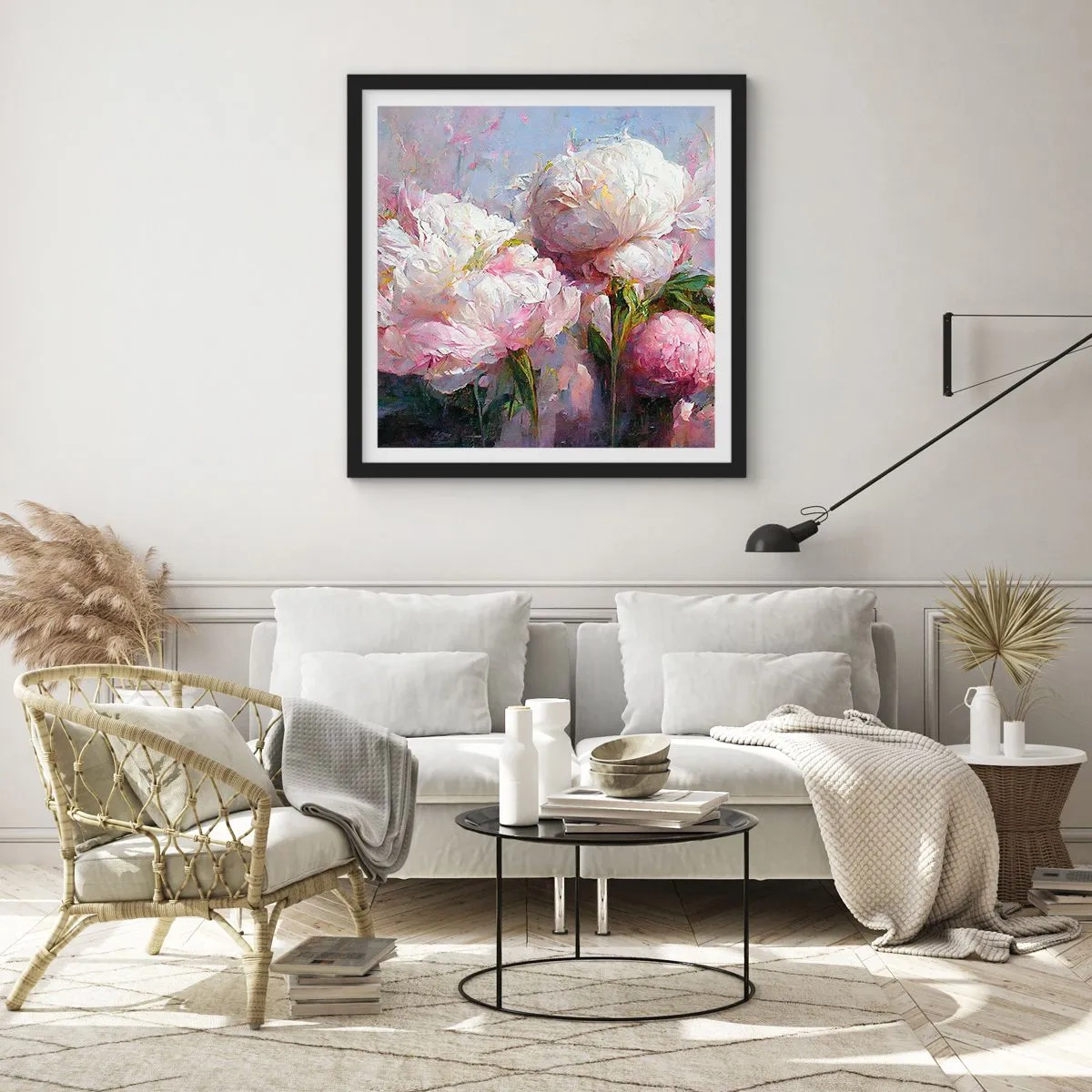 Poster in einem schwarzem Rahmen - Strauß voller Leben - 30x30 cm