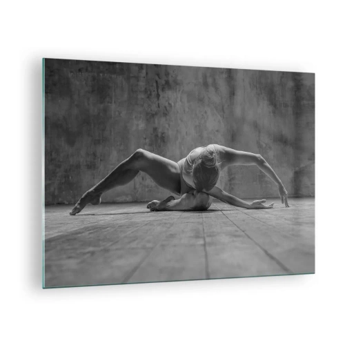 Glasbild - Bild auf glas - Tänzerin in einer Pose auf dem Boden - 70x50cm - Symmetrie gefunden - Moderne Wanddekoration für Wohnzimmer und Schlafzimmer ARTTOR