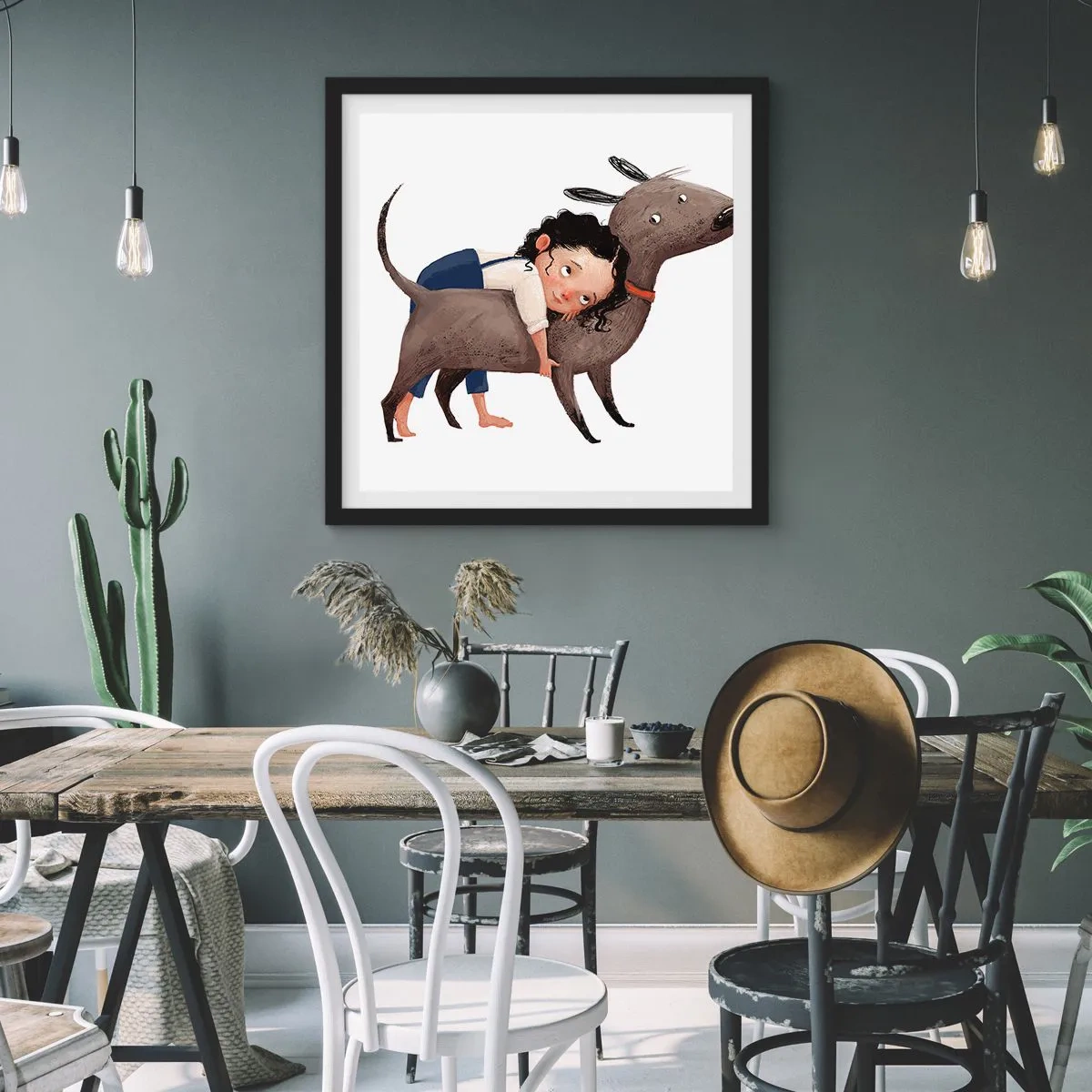 Poster in einem schwarzem Rahmen - Beste Freunde - 50x50 cm