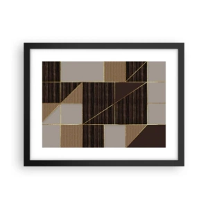 Poster in einem schwarzem Rahmen - Ein Mosaik aus Braun und Gold - 40x30 cm