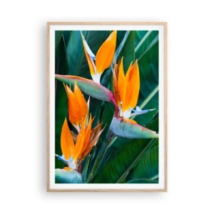 Poster in einem Rahmen aus heller Eiche - Ist es eine Blume oder ist es ein Vogel? - 70x100 cm
