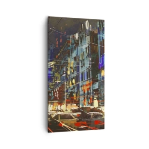 Bild auf Leinwand - Leinwandbild - Abendlicher Straßentrubel - 55x100 cm