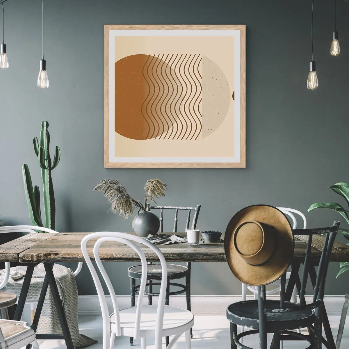 Poster in einem Rahmen aus heller Eiche - Zur Entstehung geometrischer Figuren - 50x50 cm