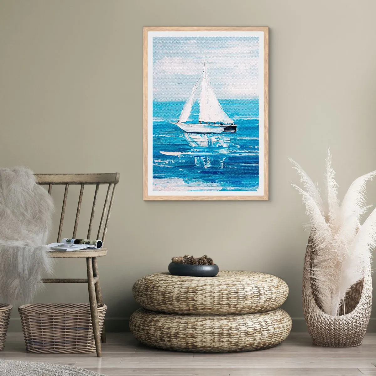 Poster in einem Rahmen aus heller Eiche - Mit Freund an der Seite - 70x100 cm