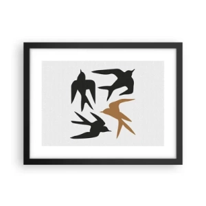 Poster in einem schwarzem Rahmen - Schwalbenspaß - 40x30 cm
