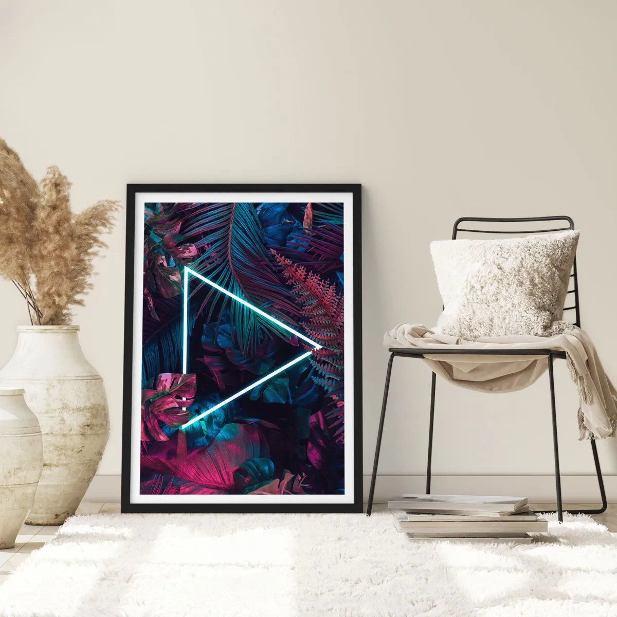 Poster in einem schwarzem Rahmen - Garten im Disco-Stil - 30x40 cm