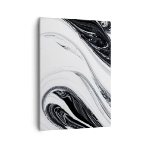 Bild auf Leinwand - Leinwandbild - Schwarz-Weiß-Abstraktion mit dynamischen Linien und Wirbeln - 50x70cm - Kombination aus Gegensätzen - Moderne Wanddekoration für Wohnzimmer und Schlafzimmer ARTTOR