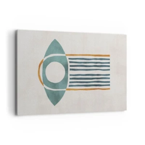 Bild auf Leinwand - Leinwandbild - Geometrisches Muster in Grün- und Orangetönen - 120x80cm - Zeichen und Rituale - Moderne Wanddekoration für Wohnzimmer und Schlafzimmer ARTTOR