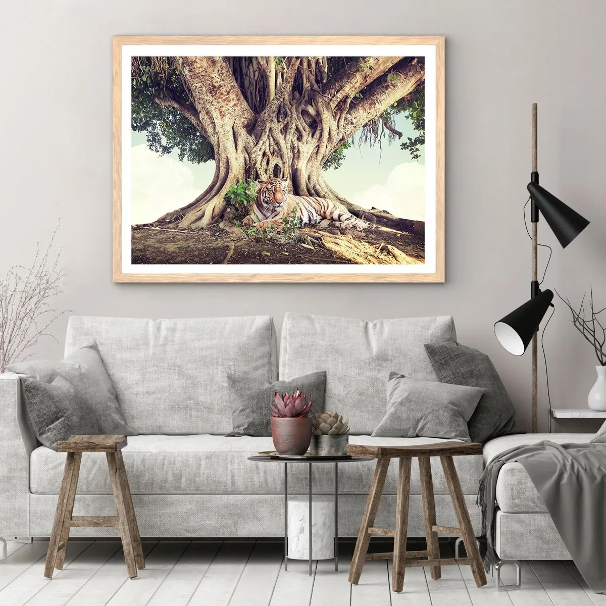 Poster in einem Rahmen aus heller Eiche - Blick aus dem Buch Genesis - 100x70 cm