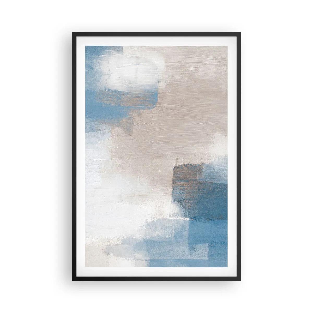 Poster in einem schwarzem Rahmen - Rosa Abstraktion hinter einem blauen Vorhang - 61x91 cm