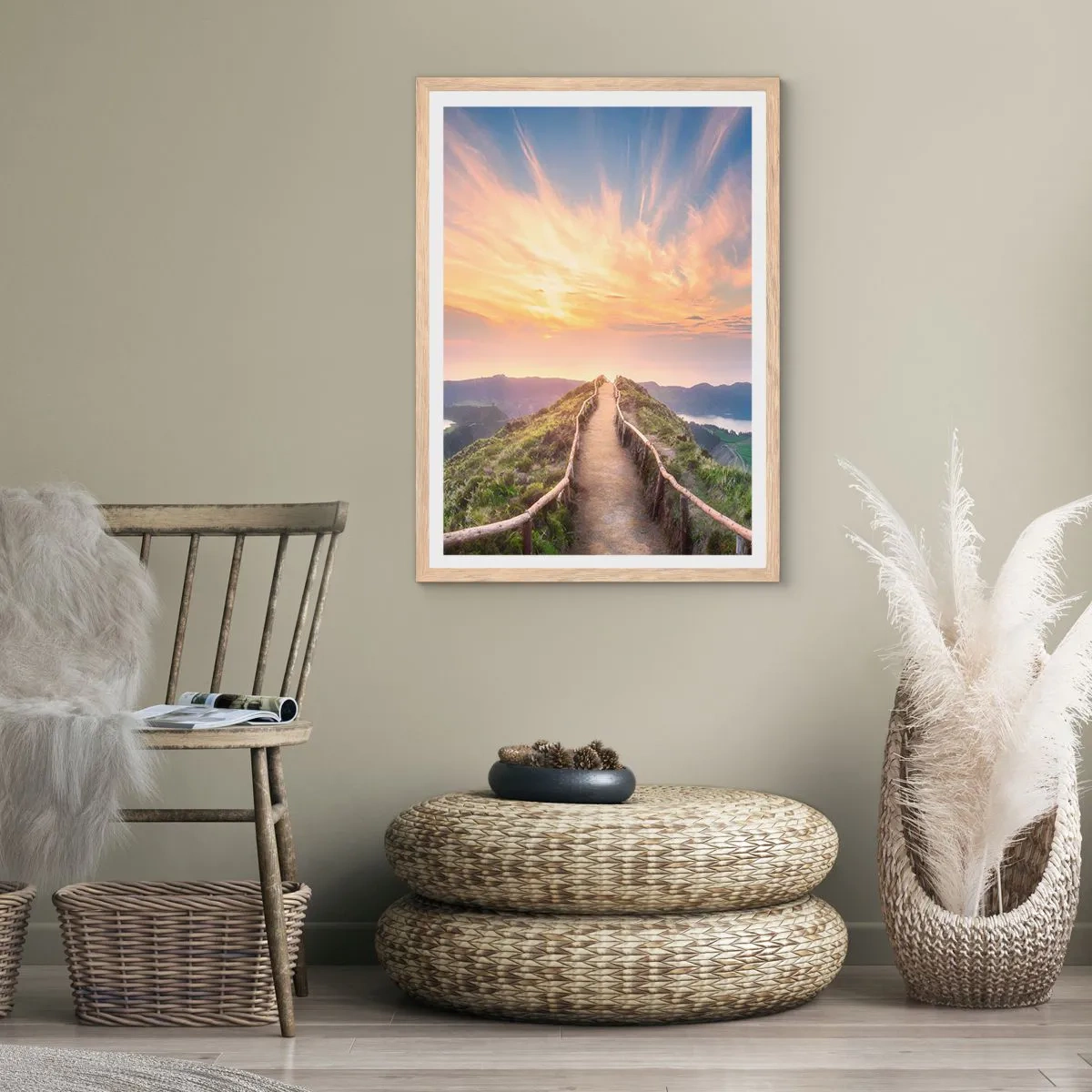 Poster in einem Rahmen aus heller Eiche - Nah am Himmel - 70x100 cm