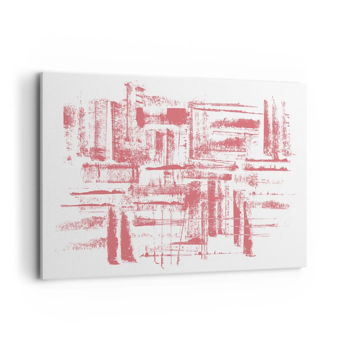 Bild auf Leinwand - Leinwandbild - Abstrakte rosa Texturen auf weißem Hintergrund - 120x80cm - Die rote Stadt - Moderne Wanddekoration für Wohnzimmer und Schlafzimmer ARTTOR