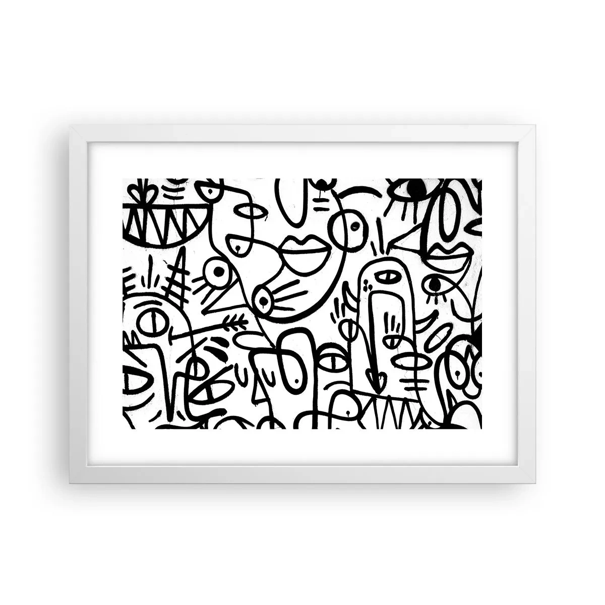 Poster in einem weißen Rahmen - Gesichter und Luftspiegelungen - 40x30 cm