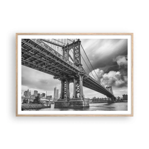 Poster in einem Rahmen aus heller Eiche - Ins Herz der Stadt - 100x70 cm