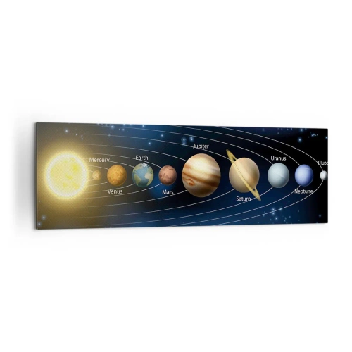 Bild auf Leinwand - Leinwandbild - Diagramm des Sonnensystems mit Planeten und Sonne - 160x50cm - Einer von zehn - Moderne Wanddekoration für Wohnzimmer und Schlafzimmer ARTTOR