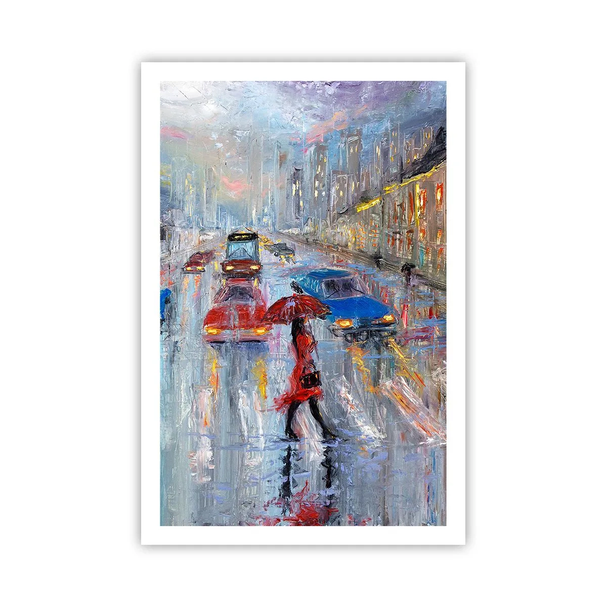 Poster - Regnerischer Nachmittag in der Stadt - 61x91 cm