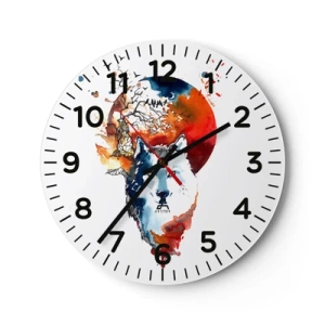 Wanduhr - Glasuhr - Nase an Nase mit der Nacht - 30x30 cm