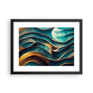 Poster in einem schwarzem Rahmen - Blaue Mäander - 40x30 cm