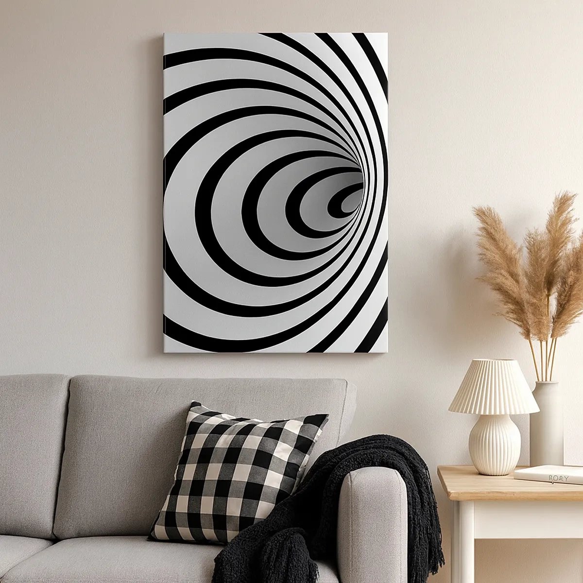 Bild auf Leinwand - Leinwandbild - Eine schwarz-weiße Spirale mit hypnotischer Wirkung - 50x70cm - Sie können dem auch nicht widerstehen? - Moderne Wanddekoration für Wohnzimmer und Schlafzimmer ARTTOR