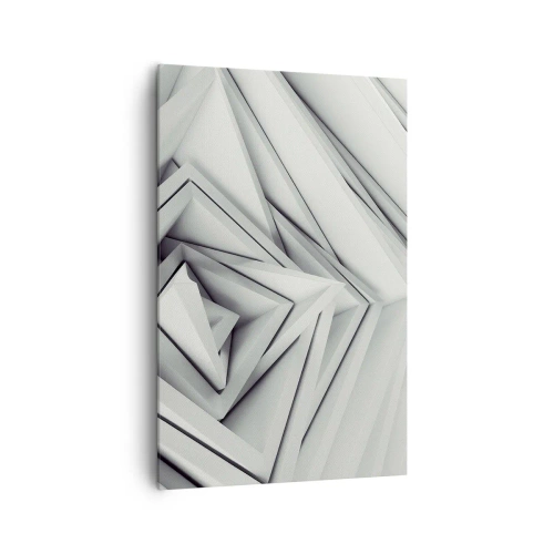 Bild auf Leinwand - Leinwandbild - Eine abstrakte Komposition aus geometrischen Formen in Grautönen. - 80x120cm - Spitzwinklige Knospen - Moderne Wanddekoration für Wohnzimmer und Schlafzimmer ARTTOR