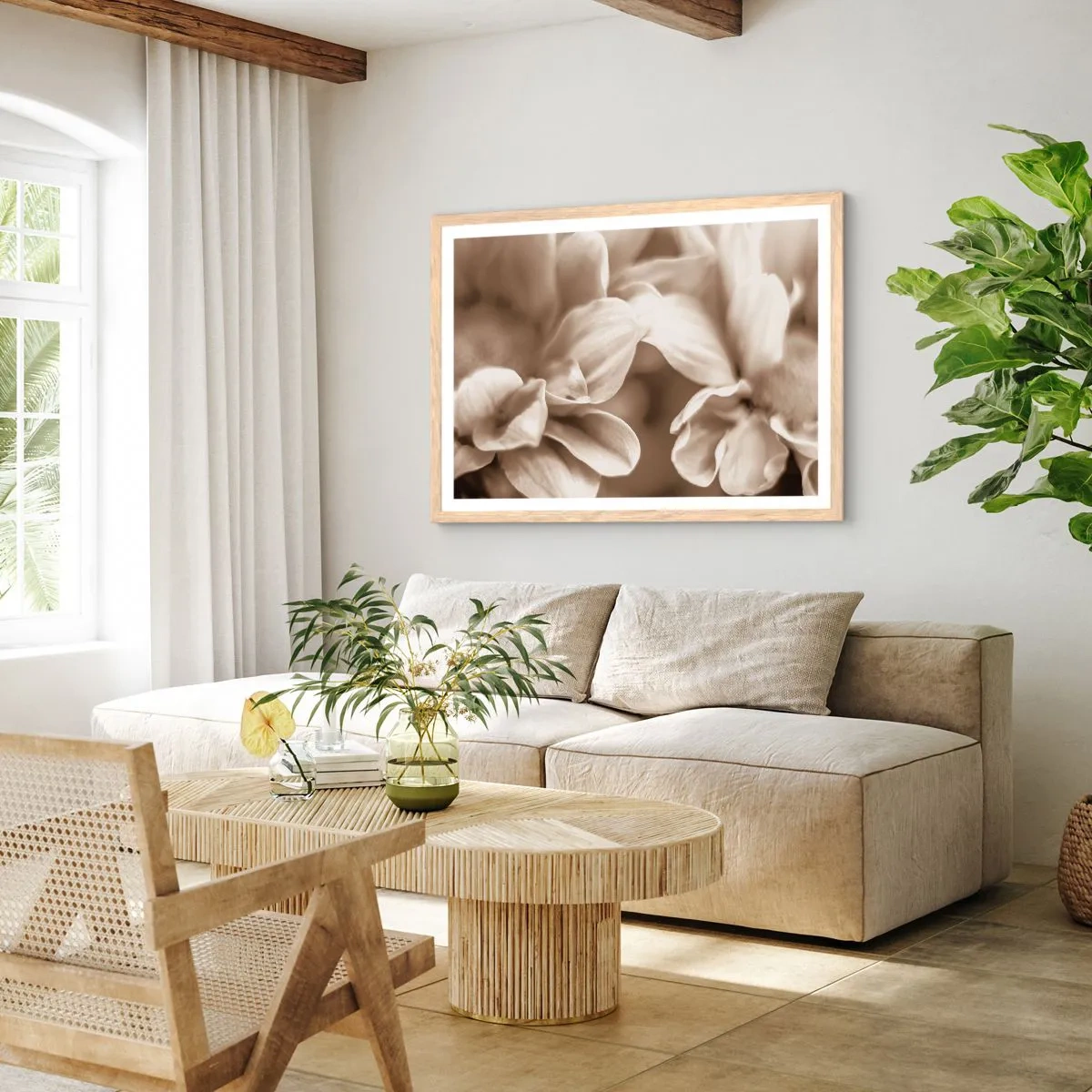 Poster in einem Rahmen aus heller Eiche - So sanft wie ein Lächeln - 70x50 cm