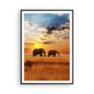 Poster in einem schwarzem Rahmen - Familienspaziergang - 70x100 cm