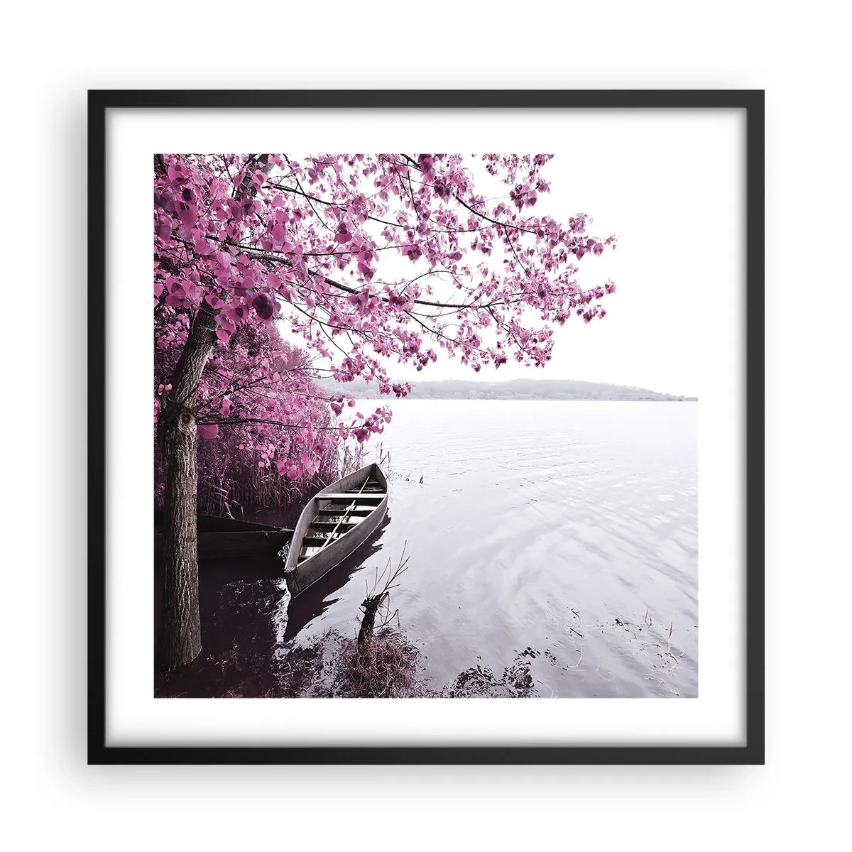 Poster in einem schwarzem Rahmen - In rosa Stille - 50x50 cm