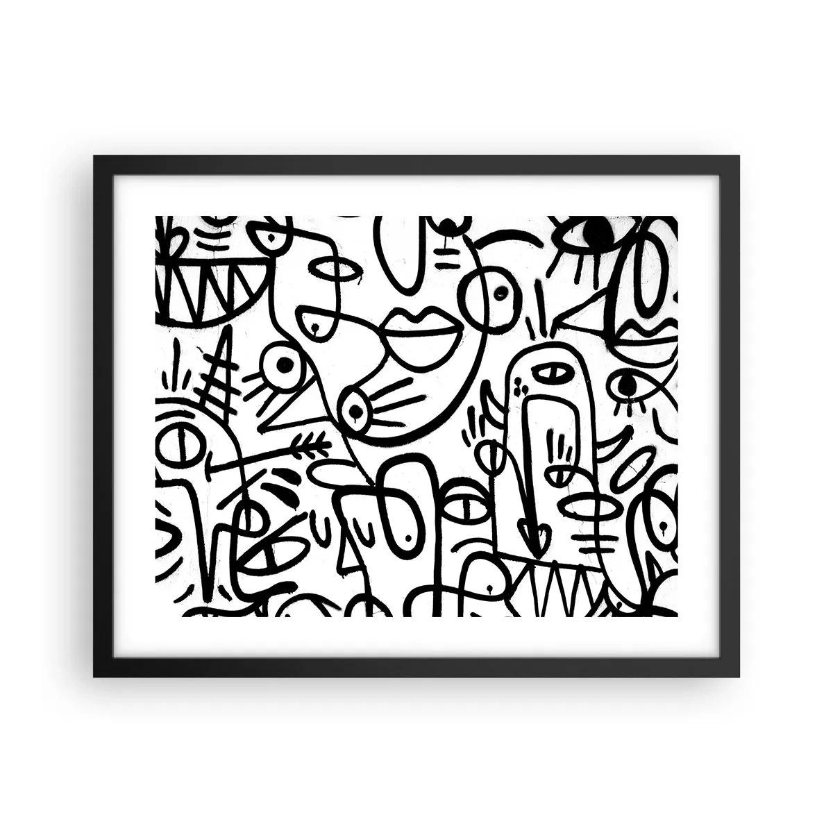 Poster in einem schwarzem Rahmen - Gesichter und Luftspiegelungen - 50x40 cm