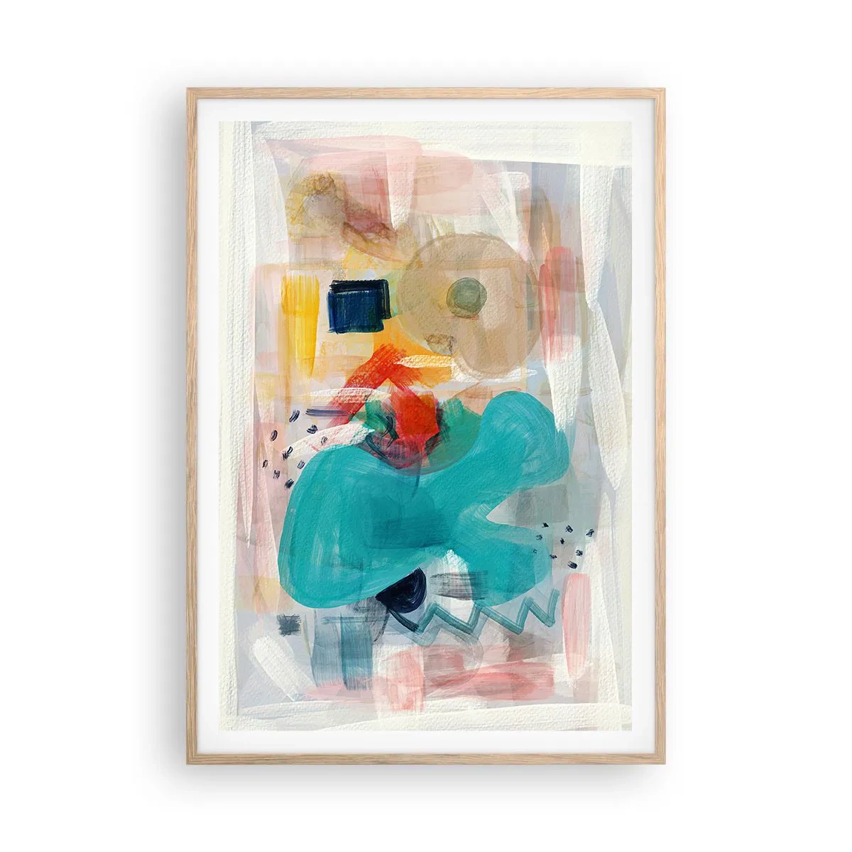 Poster in einem Rahmen aus heller Eiche - Buntes Spiel - 70x100 cm