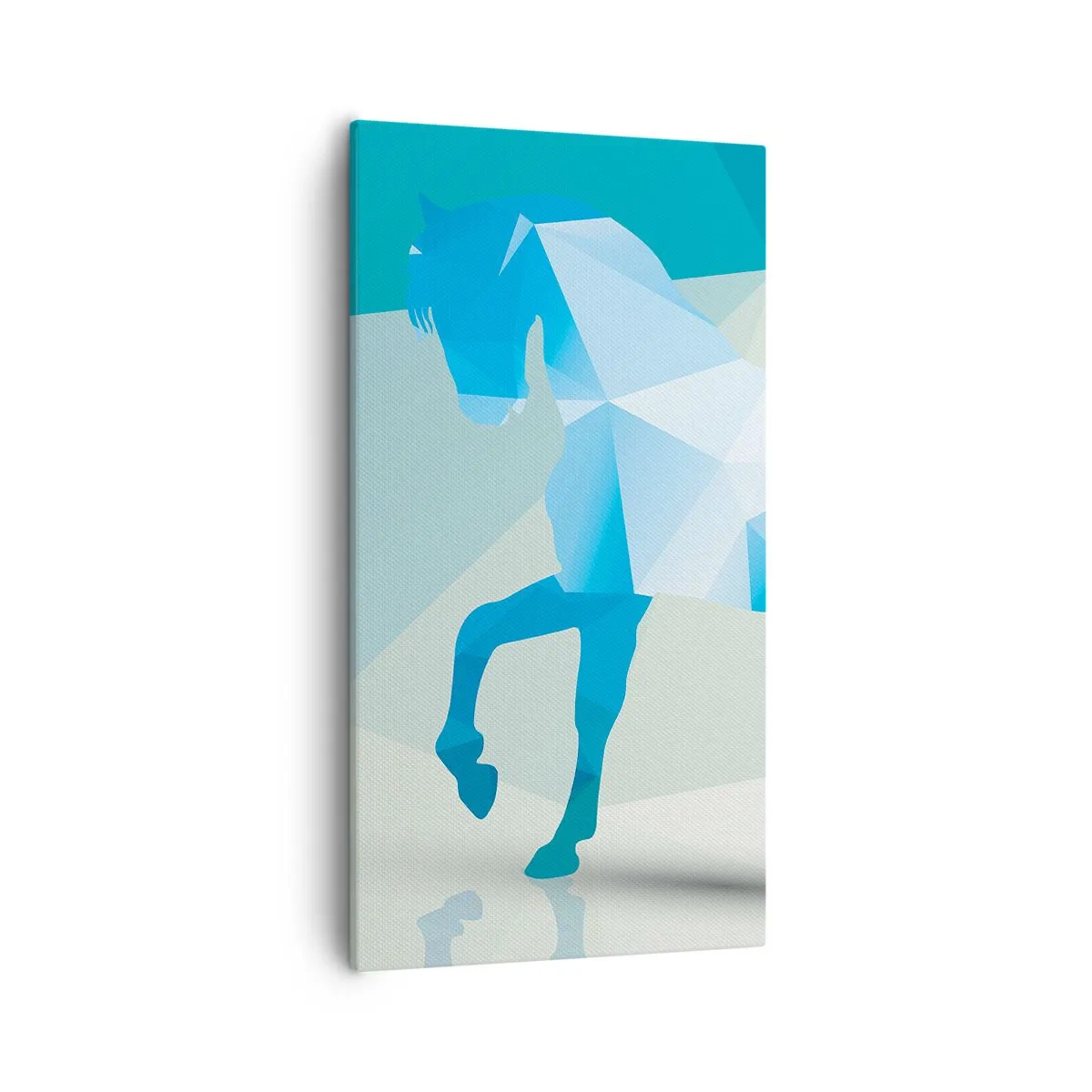 Bild auf Leinwand - Leinwandbild - Geometrisches Pferd in Türkis - 55x100 cm