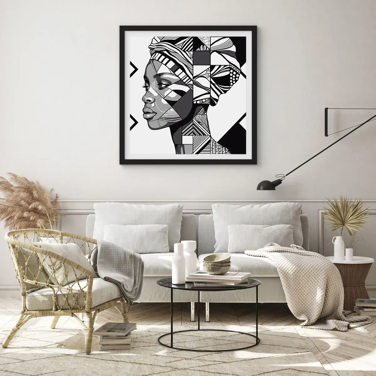 Poster in einem schwarzem Rahmen - Ethnisches Porträt - 60x60 cm