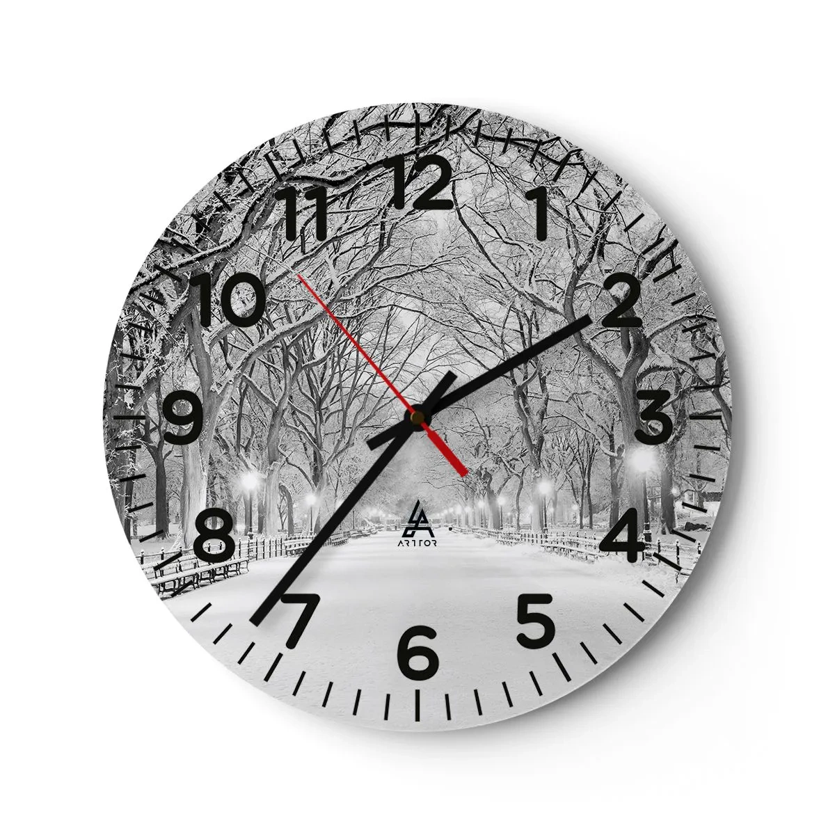 Wanduhr - Glasuhr - Vier Jahreszeiten - Winter - 30x30 cm