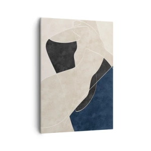 Bild auf Leinwand - Leinwandbild - Geometrische Abstraktion in Beige- und Marineblautönen - 50x70cm - Abstrakte Komposition – Farbkontrast - Moderne Wanddekoration für Wohnzimmer und Schlafzimmer ARTTOR