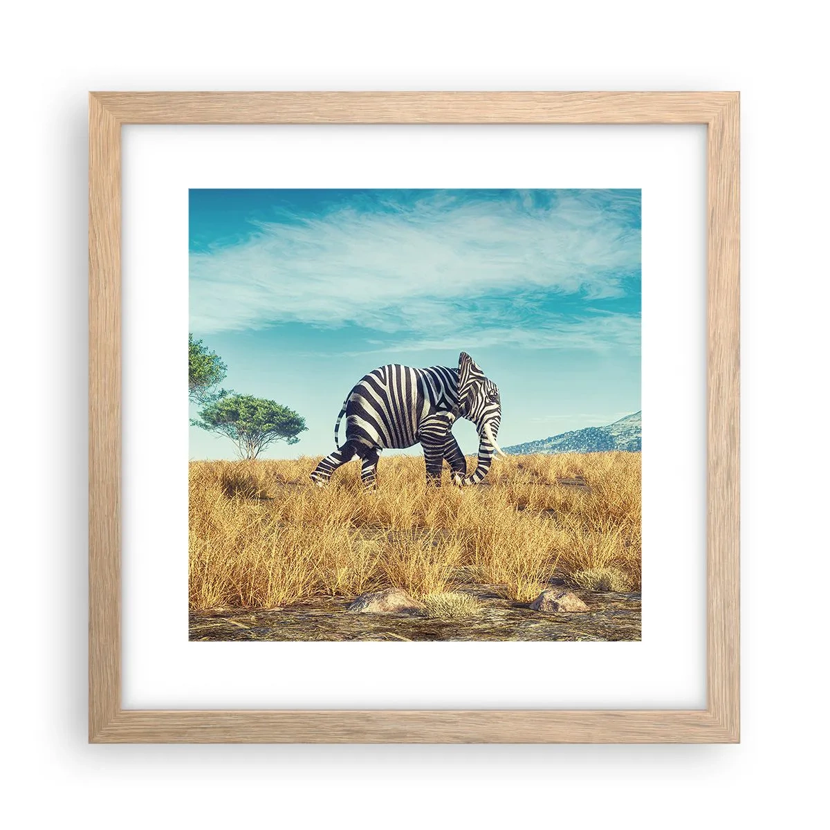 Poster in einem Rahmen aus heller Eiche - Grau ist nicht mehr in Mode - 30x30 cm