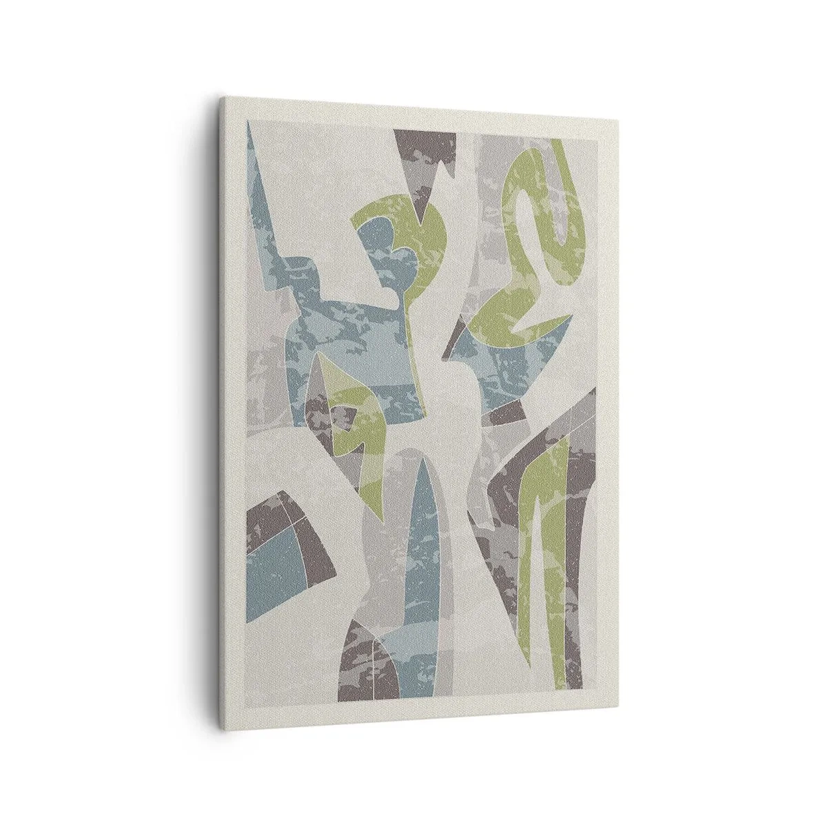 Bild auf Leinwand - Leinwandbild - Abstrakte Formen in Grün und Blau auf hellem Hintergrund - 50x70cm - Komposition hinter dem Glas - Moderne Wanddekoration für Wohnzimmer und Schlafzimmer ARTTOR