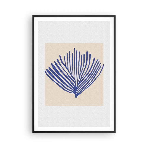 Poster in einem schwarzem Rahmen - Blauer Fächer - 70x100 cm