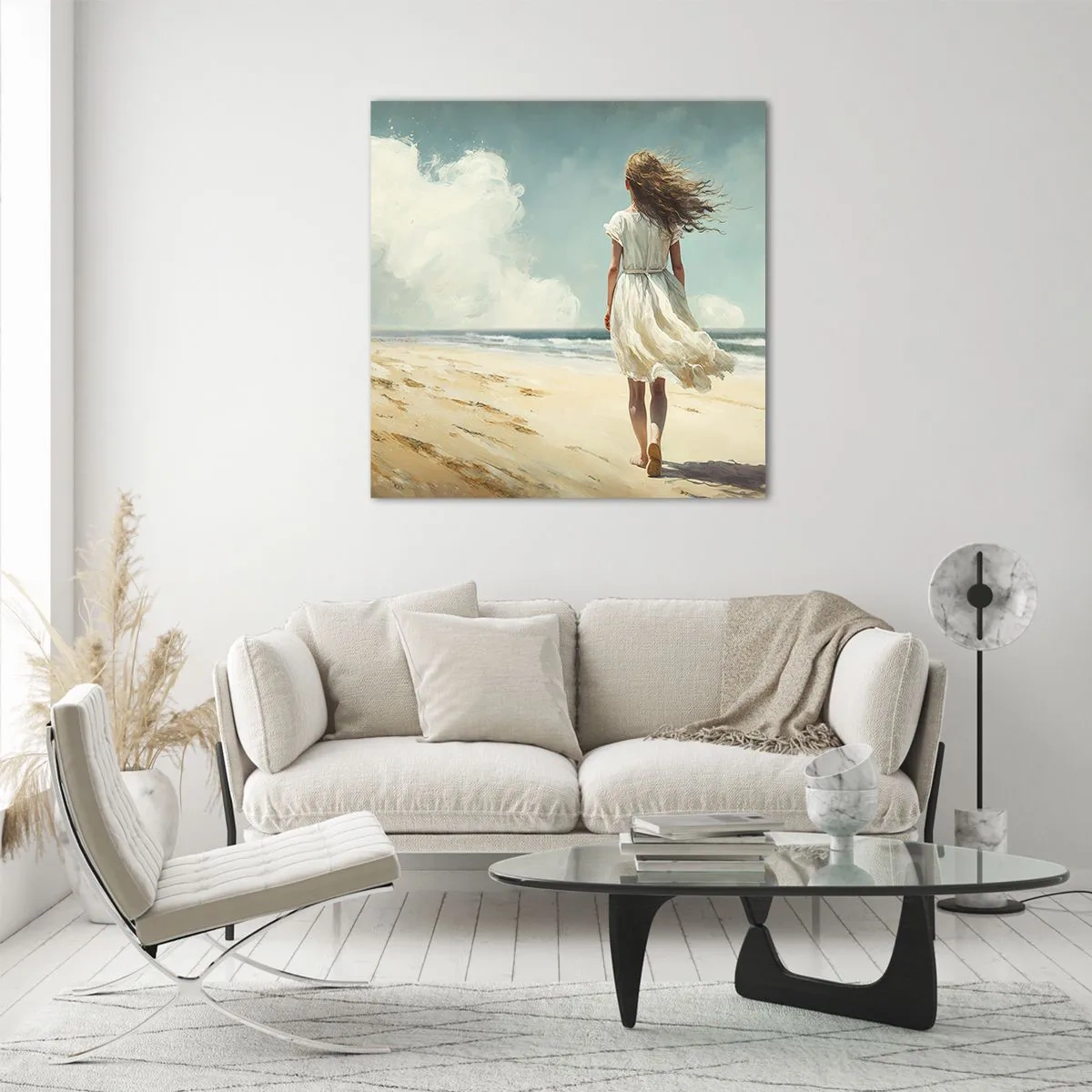 Glasbild - Bild auf glas - Der Sonne und dem Wind begegnen - 70x70 cm