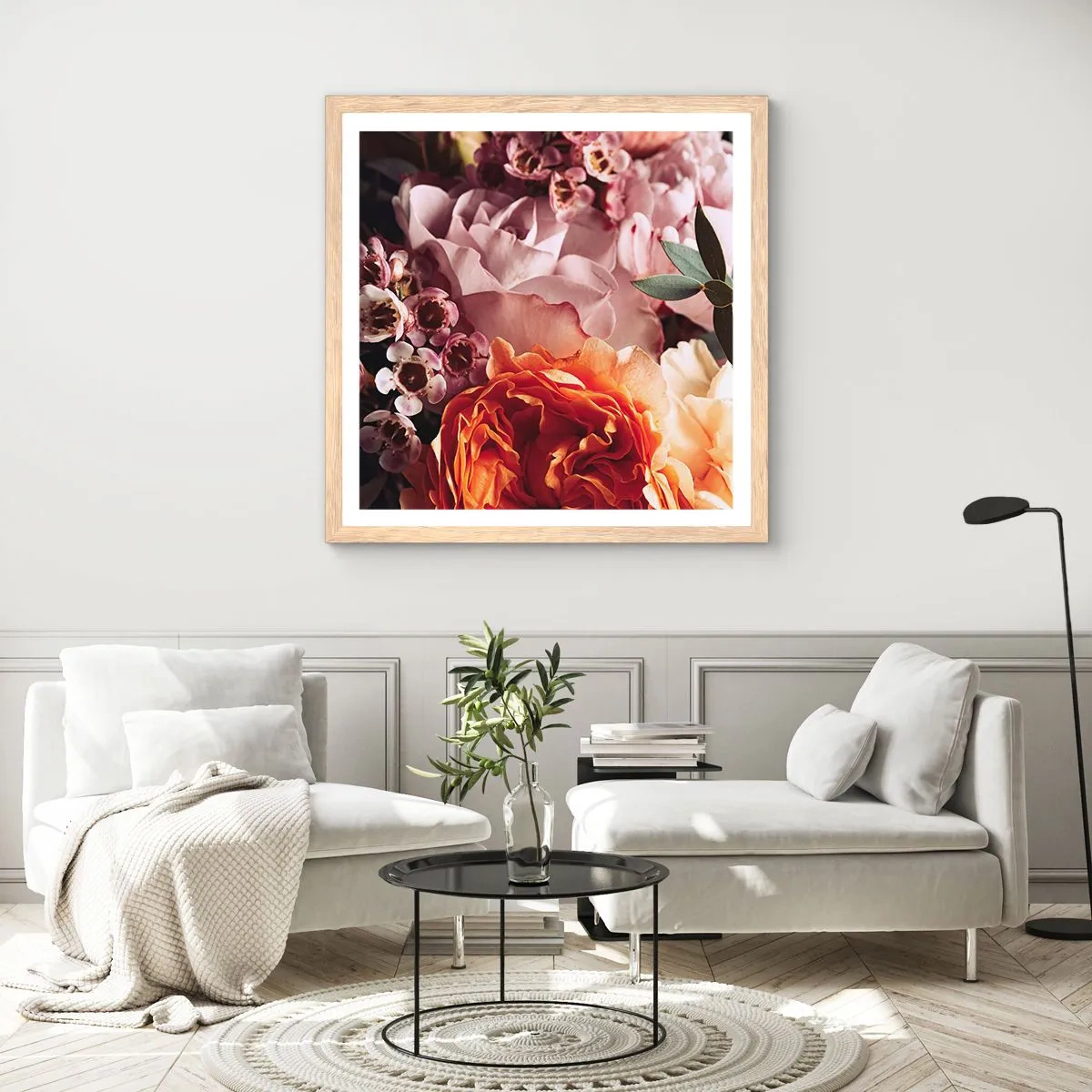 Poster in einem Rahmen aus heller Eiche - Eingehüllt in Schönheit - 30x30 cm