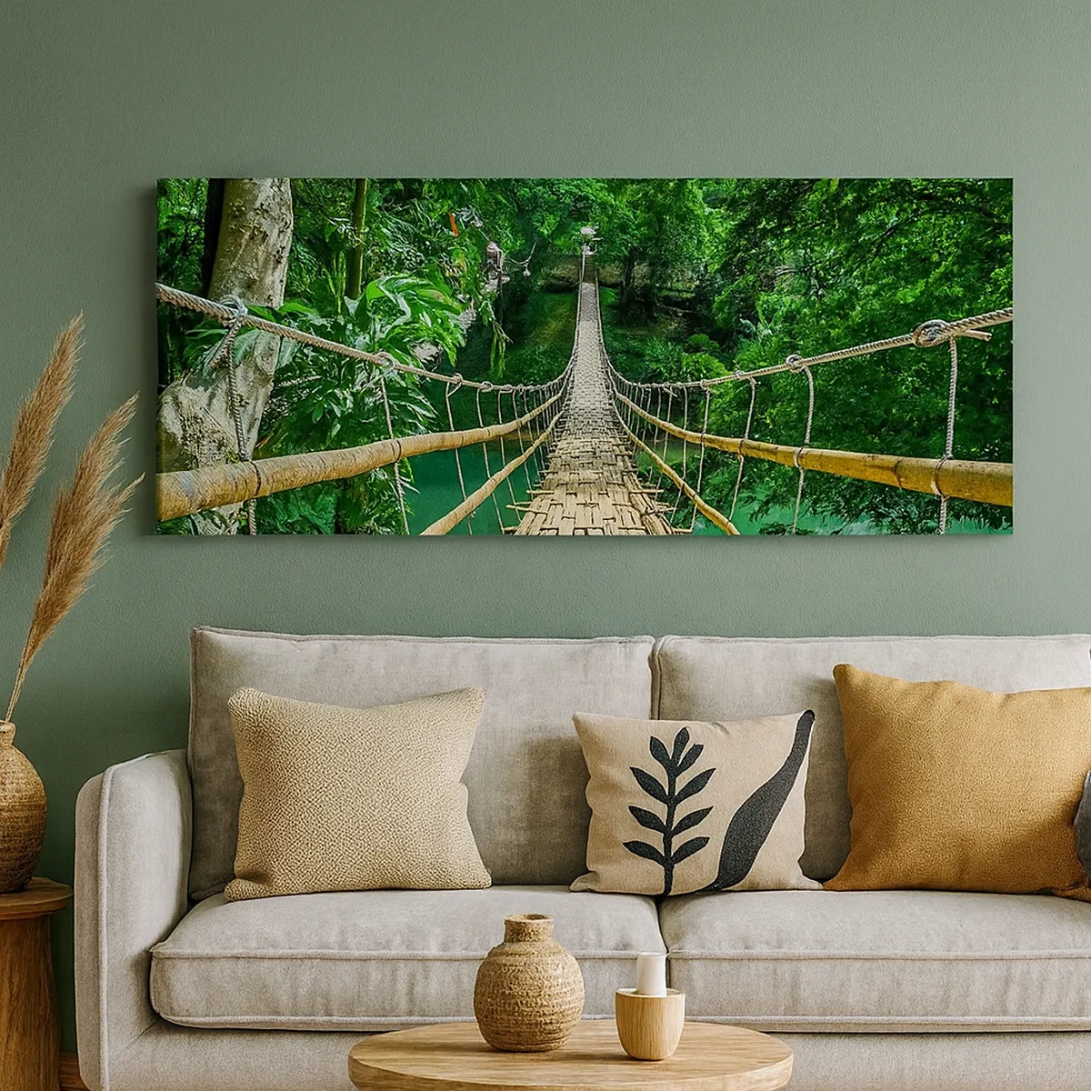 Bild auf Leinwand - Leinwandbild - Monkey Bridge über das Grün - 30x30 cm