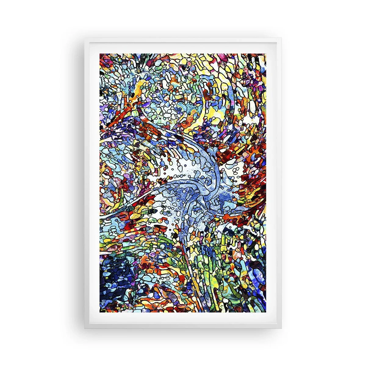Poster in einem weißen Rahmen - Glasmalerei Wassertropfen - 61x91 cm